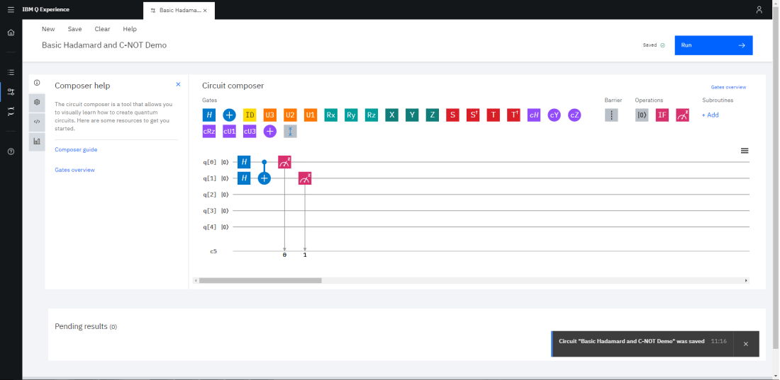 Basic Hadamard and CNOT Circuit.png